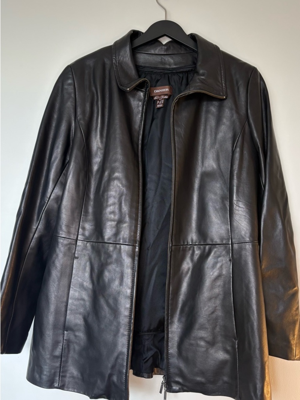 Danier Black Leather Lightweight Zip Jacket